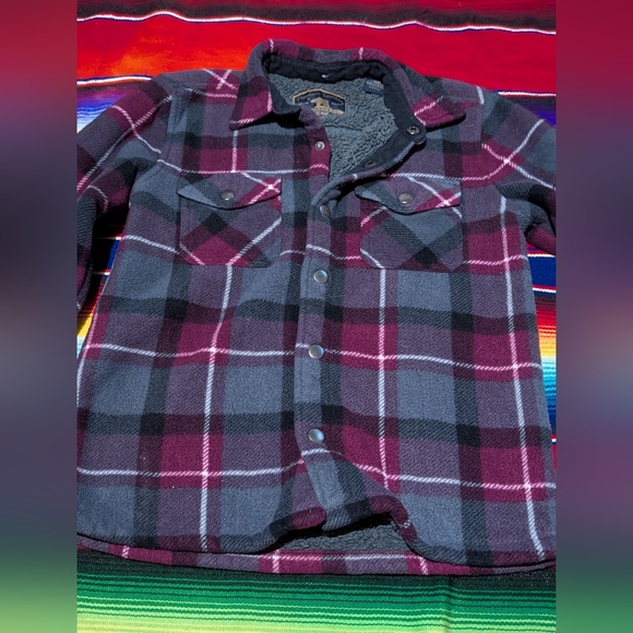 Cozy Kids Plaid Button Down Shirt - Gray and Burgundy - Picture 1 of 5
